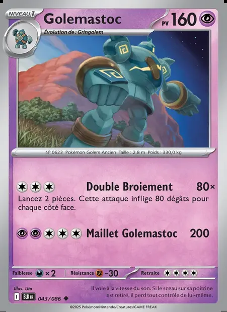 Golemastoc, carte Pokémon BLK 043 — extension Foudre Noire