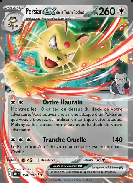 Persian-ex de la Team Rocket, carte Pokémon DRI 150 — extension Rivalités Destinées