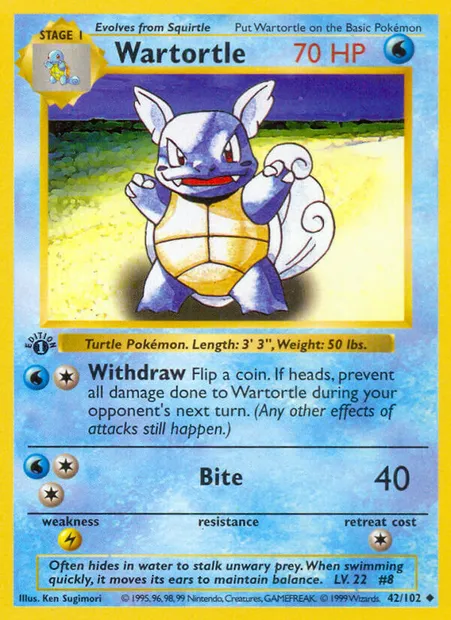 Wartortle, Pokémon card BS 42 — Base Set set