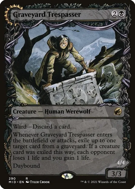Graveyard Trespasser // Graveyard Glutton, Magic card MID 290 — Innistrad: Midnight Hunt set
