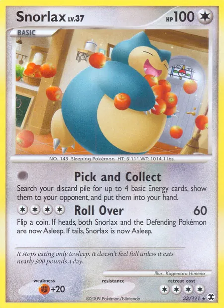 Snorlax, Pokémon card RR 33 — Rising Rivals set
