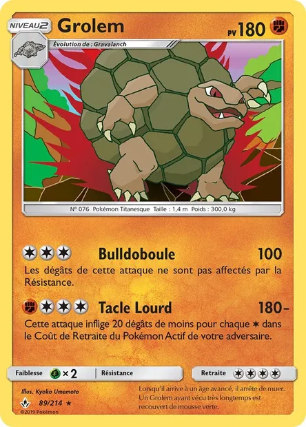 Grolem, carte Pokémon UNB 89 — extension Alliance Infaillible