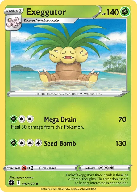 Exeggutor, Pokémon card BRS 002 — Brilliant Stars set