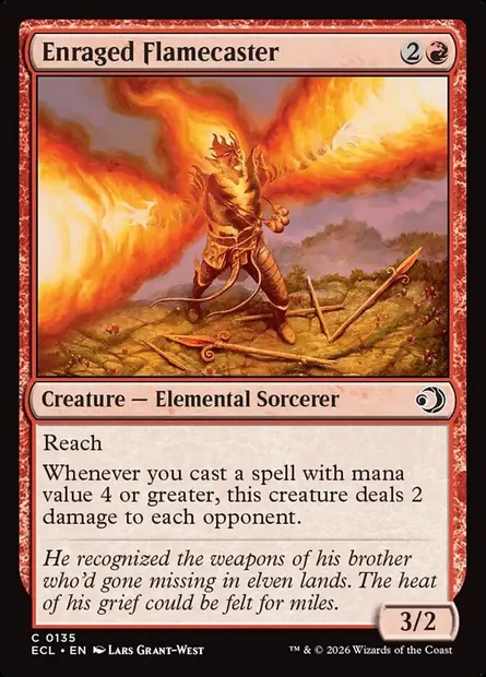 Enraged Flamecaster, Magic card ECL 135 — Lorwyn Eclipsed set