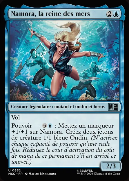 Namora, la reine des mers, carte Magic MSC 632 — extension Marvel Super Heroes Commander
