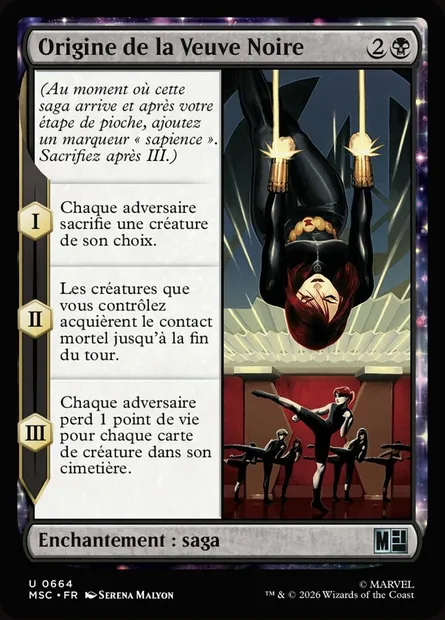 Origine de la Veuve Noire, carte Magic MSC 664 — extension Marvel Super Heroes Commander