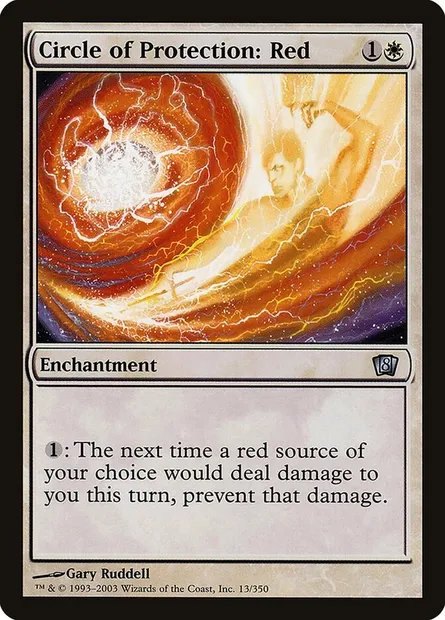 Cercle de protection : rouge, carte Magic 8ED 13★ — extension Huitième Edition