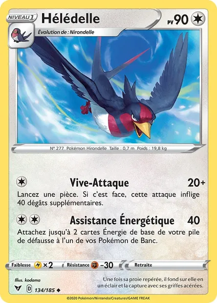 Hélédelle, carte Pokémon VIV 134 — extension Voltage Éclatant