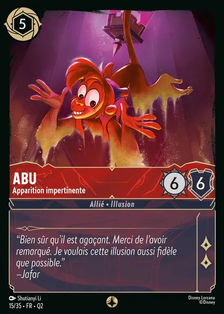 Abu - Apparition impertinente, carte Disney Lorcana Q2-015 — extension Quête des Illumineurs: Vol au palais
