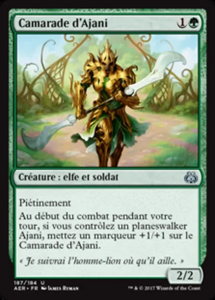 Camarade d'Ajani, carte Magic AER 187 — extension La révolte éthérique