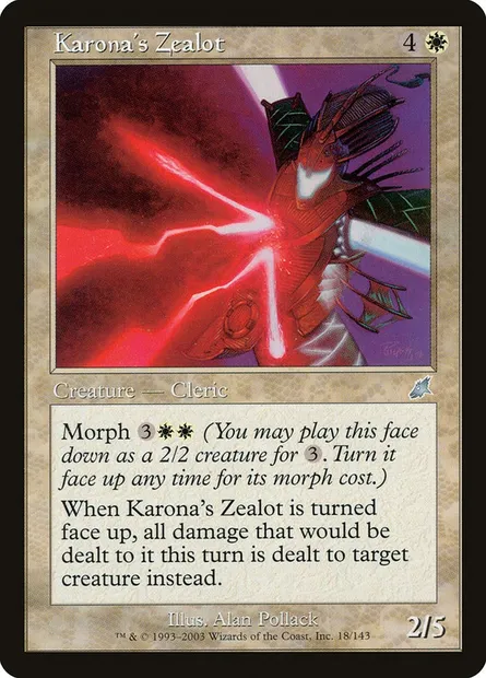 Zélateur de Karona, carte Magic SCG 18 — extension Fléau