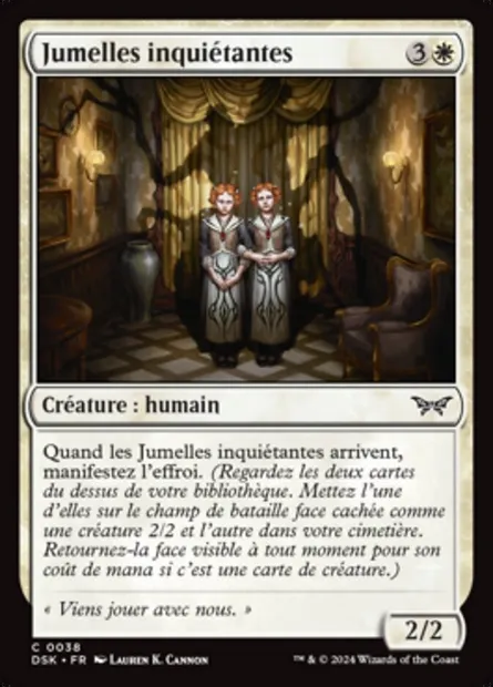 Jumelles inquiétantes, carte Magic DSK 38 — extension Duskmourn: House of Horror