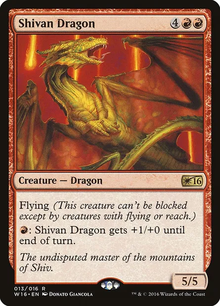 Shivan Dragon, Magic card W16 13 — Welcome Deck 2016 set