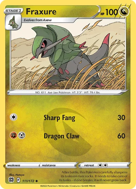 Fraxure, Pokémon card BRS 111 — Brilliant Stars set