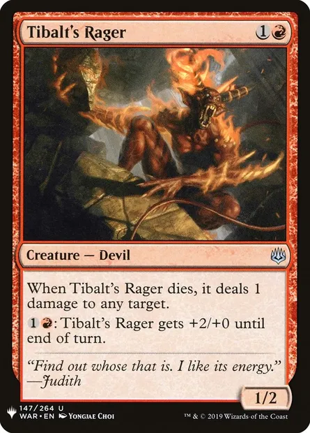 Tibalt's Rager, Magic card PLST WAR-147 — The List set