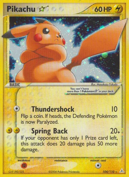 Pikachu ☆, Pokémon card HP 104 — Holon Phantoms set