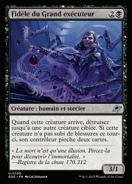 Fidèle du Grand exécuteur, carte Magic EOE 100 — extension Edge of Eternities