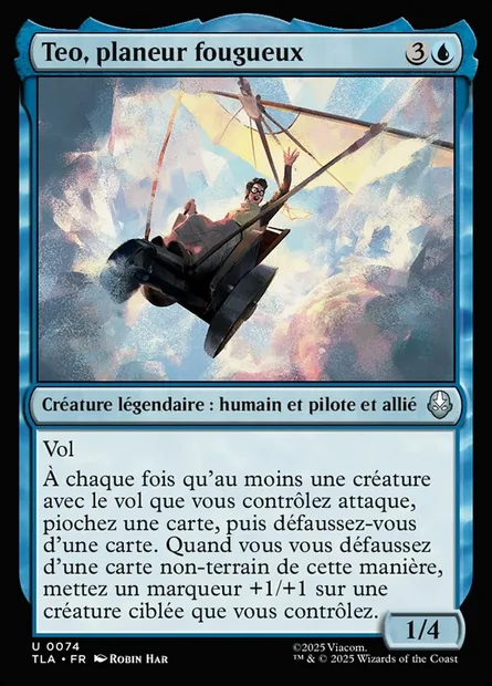 Teo, planeur fougueux, carte Magic TLA 74 — extension Avatar: The Last Airbender