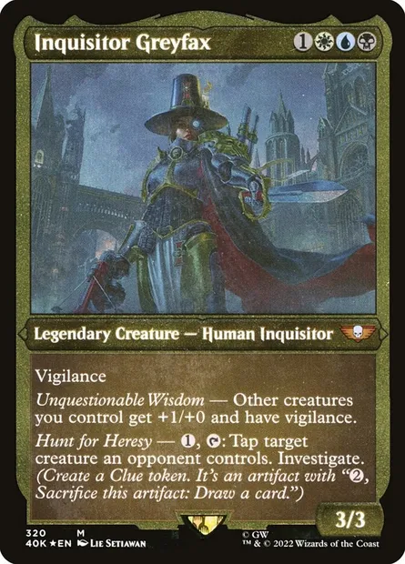 Inquisitor Greyfax, carte Magic 40K 320 — extension Warhammer 40,000 Commander
