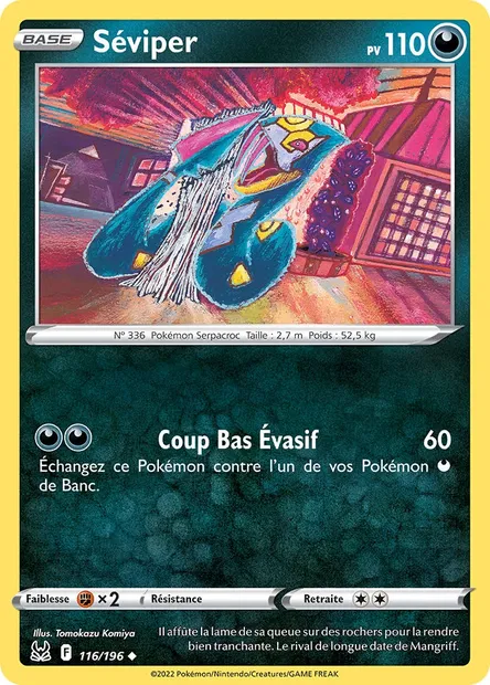 Séviper, carte Pokémon LOR 116 — extension Origine Perdue