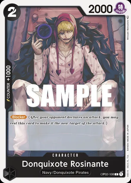 Donquixote Rosinante, One Piece card OP02-108 — PARAMOUNT WAR set