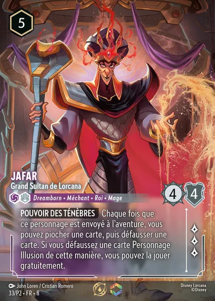 Jafar - Grand Sultan de Lorcana, carte Disney Lorcana P2-033 — extension P2