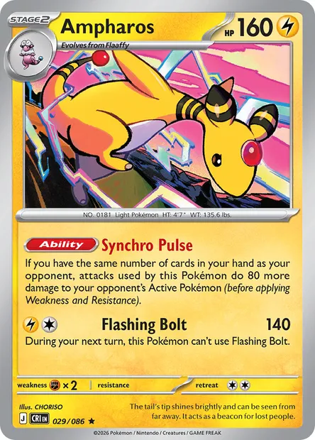 Ampharos, Pokémon card CRI 029 — Chaos Rising set