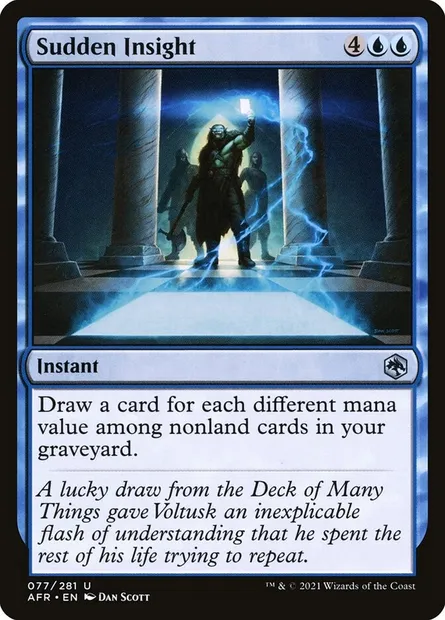 Sudden Insight, Magic card AFR 77 — Adventures in the Forgotten Realms set