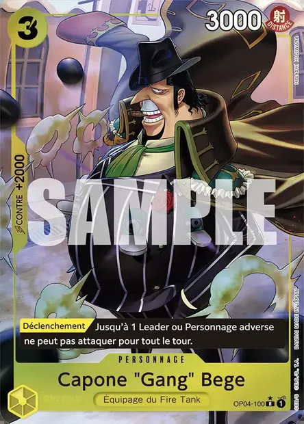 Capone "Gang" Bege, carte One Piece OP04-100 — extension KINGDOMS OF INTRIGUE