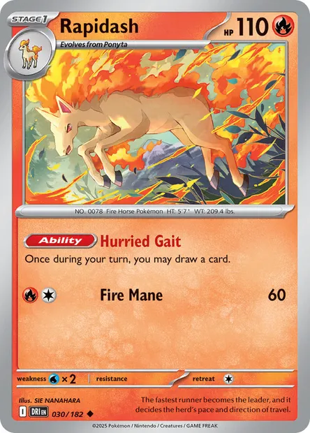 Rapidash, Pokémon card DRI 030 — Destined Rivals set