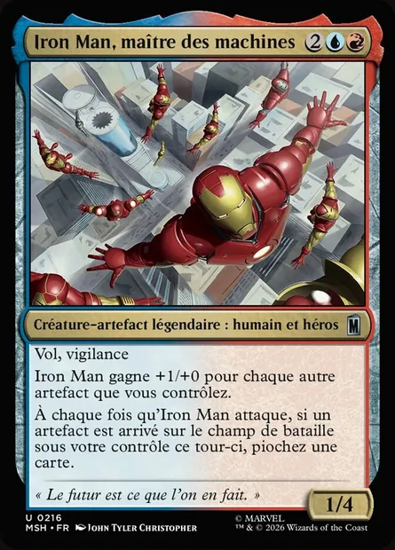 Iron Man, maître des machines, carte Magic MSH 216 — extension Marvel Super Heroes