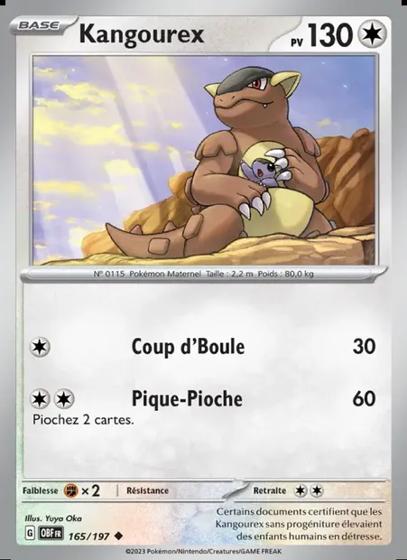 Kangourex, carte Pokémon OBF 165 — extension Flammes Obsidiennes
