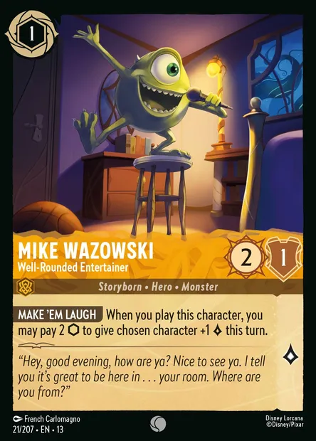 Mike Wazowski - Well-Rounded Entertainer, Disney Lorcana card CH13-021 — Attack of the Vine! set