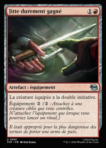 Jitte durement gagné, carte Magic TMT 91 — extension Teenage Mutant Ninja Turtles