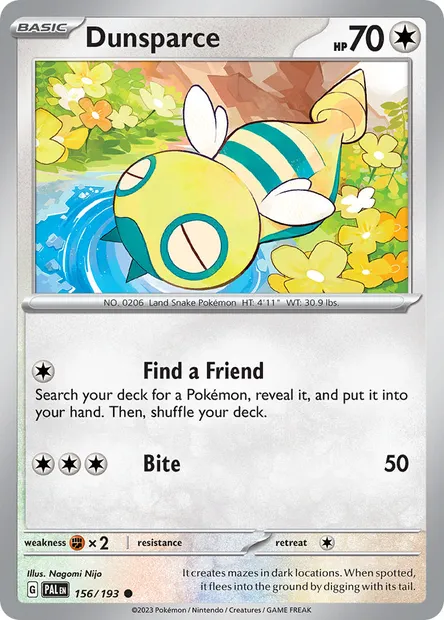Dunsparce, Pokémon card PAL 156 — Paldea Evolved set