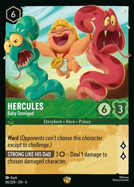 Hercules - Baby Demigod, Disney Lorcana card CH6-086 — Azurite Sea set