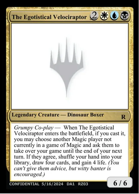 The Egotistical Velociraptor, Magic card UNK RZ03b — Unknown Event set