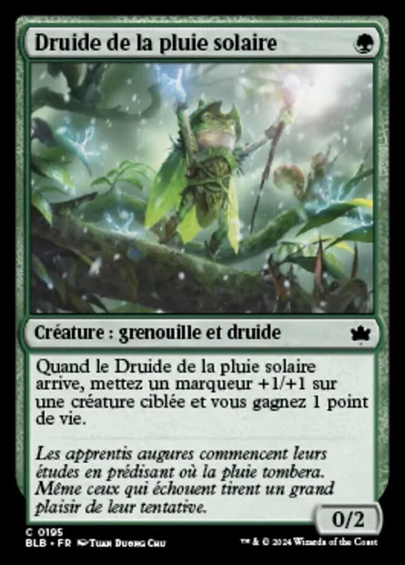Druide de la pluie solaire, carte Magic BLB 195 — extension Bloomburrow