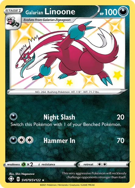 Galarian Linoone, Pokémon card SHF SV079 — Shining Fates set