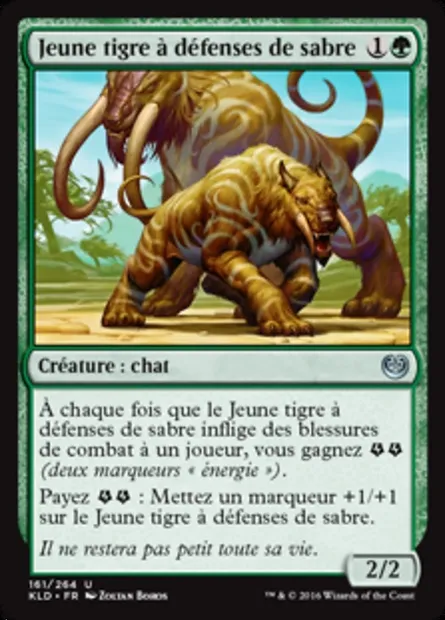 Jeune tigre à défenses de sabre, carte Magic KLD 161 — extension Kaladesh
