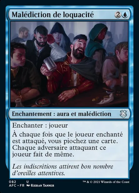 Malédiction de loquacité, carte Magic AFC 82 — extension Forgotten Realms Commander