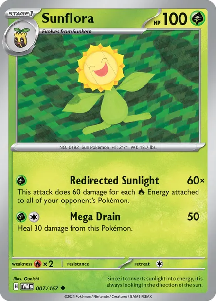 Sunflora, Pokémon card TWM 007 — Twilight Masquerade set