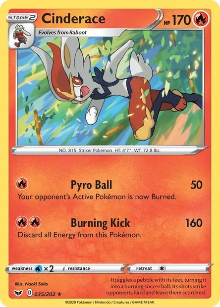 Cinderace, Pokémon card SSH 35 — Sword & Shield set