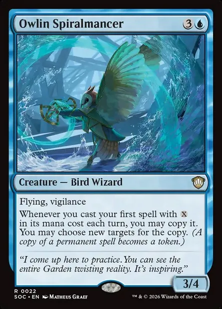 Owlin Spiralmancer, Magic card SOC 22 — Secrets of Strixhaven Commander set