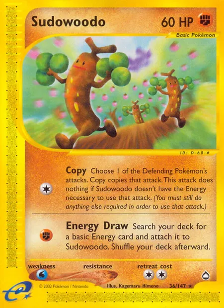 Sudowoodo, Pokémon card AQ 36 — Aquapolis set