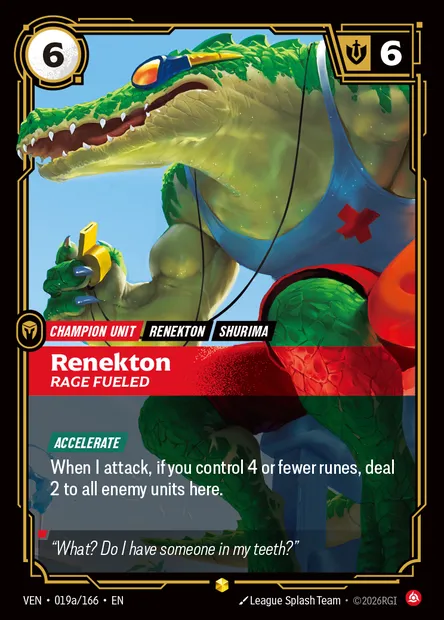 Renekton, carte Riftbound VEN 019a — extension Vendetta