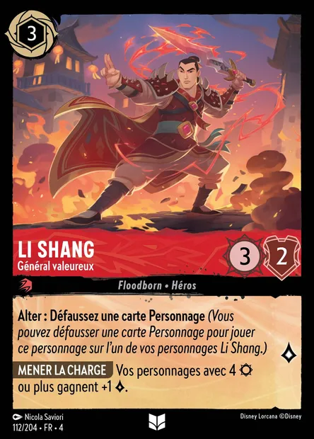Li Shang - Général valeureux, carte Disney Lorcana CH4-112 — extension Le Retour d'Ursula