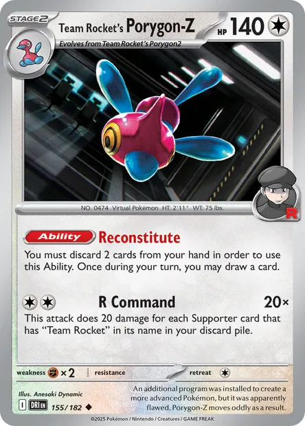 Team Rocket's Porygon-Z, Pokémon card DRI 155 — Destined Rivals set