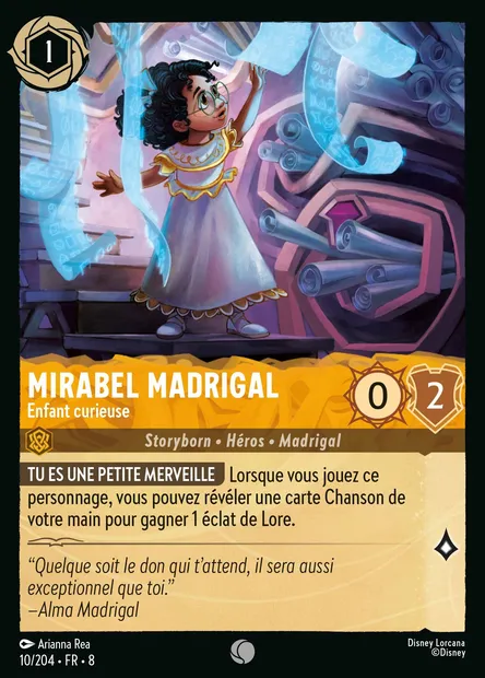 Mirabel Madrigal - Enfant curieuse, carte Disney Lorcana CH8-010 — extension Le Règne de Jafar