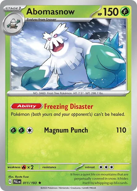 Abomasnow, Pokémon card PAL 011 — Paldea Evolved set